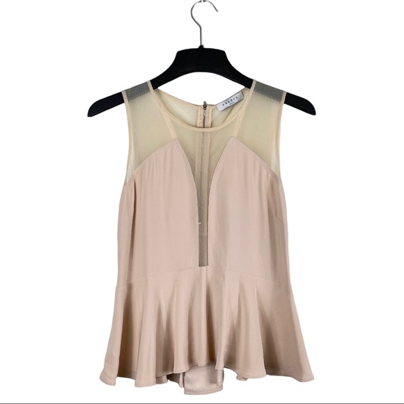 Sandro Paris Mesh Peplum Top Size 8 - Picture 3 of 12